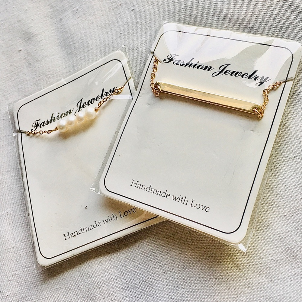 Gold bar & seed pearl necklaces